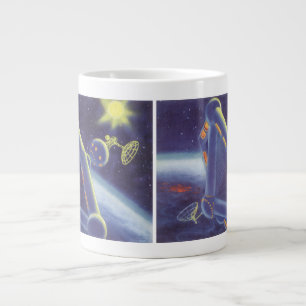 Caneca De Café Grande Estação Espacial Orbitando Ficção Científica Vinta