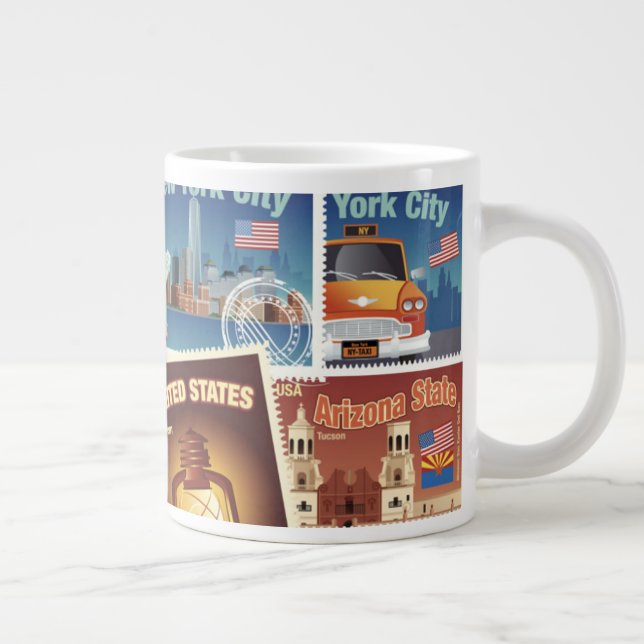 Caneca De Café Grande Estados Unidos - Stamps (Direita)