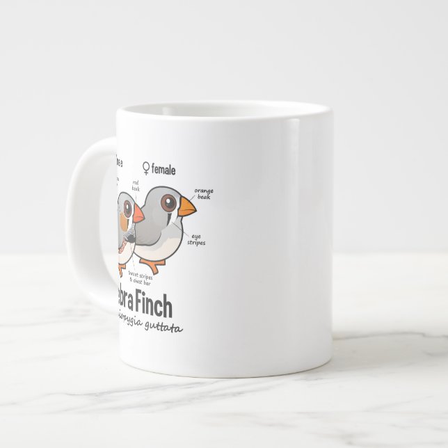 Caneca De Café Grande Estatísticas de Zebra Finch (Frente Esquerda)