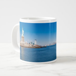 Caneca De Café Grande Estátua da Liberdade, Rio Hudson e Manhattan