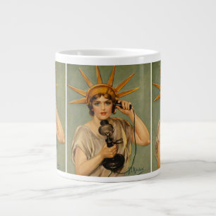 Caneca De Café Grande Estátua Vintage da Liberdade, Anúncio Patriótic