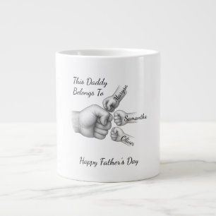 Caneca De Café Grande Este Pai pertence a - Presente com Nomes de Crianç