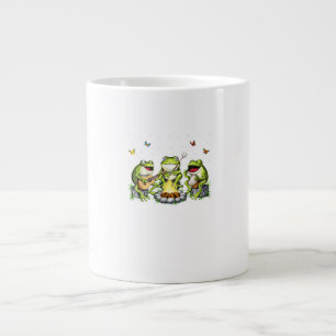 Caneca De Café Grande Estética Cottagecore Sapos Acampando Floresta Gobl