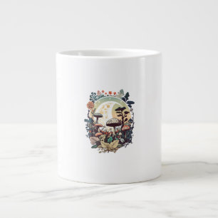 Caneca De Café Grande Estética Goblincore e Cottagecore Cogumelo Calmo