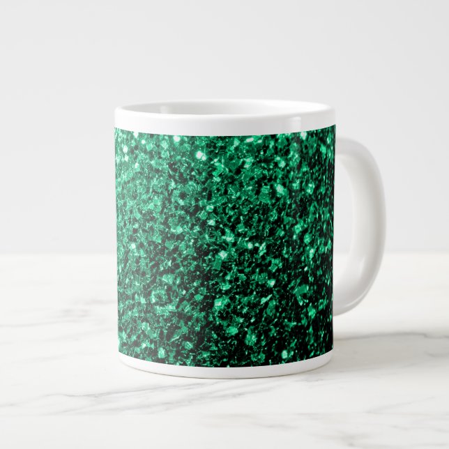 Caneca De Café Grande Estilhador de brilho verde-esmeralda (Frente Esquerda)