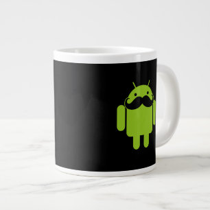 Caneca De Café Grande Estilo de bigode robô androide em preto