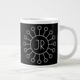 Caneca De Café Grande Estilo de Logotipo Vintage Legal Monograma   Preto