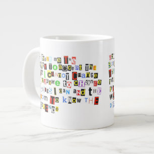 Caneca De Café Grande Estilo de Nota de Resgate de Oração de Serenidad