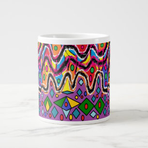 Caneca De Café Grande Estilo de pintura Hippy Retro