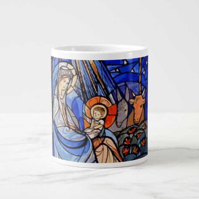 Caneca De Café Grande Estilo de Vidro Estido Natividade (Frente)