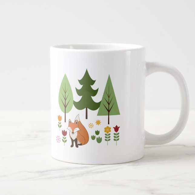 Caneca De Café Grande Estilo escandinavo Flores de Raposa Ilustração (Direita)