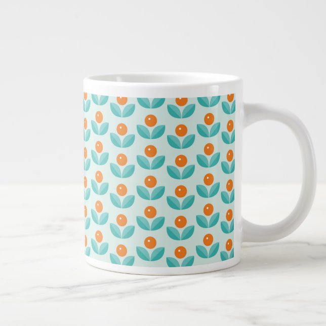 Caneca De Café Grande Estilo escandinavo Padrão Laranja Geométrico (Direita)