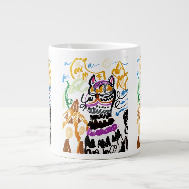 Caneca De Café Grande estilo Gato Preto outono (Frente)