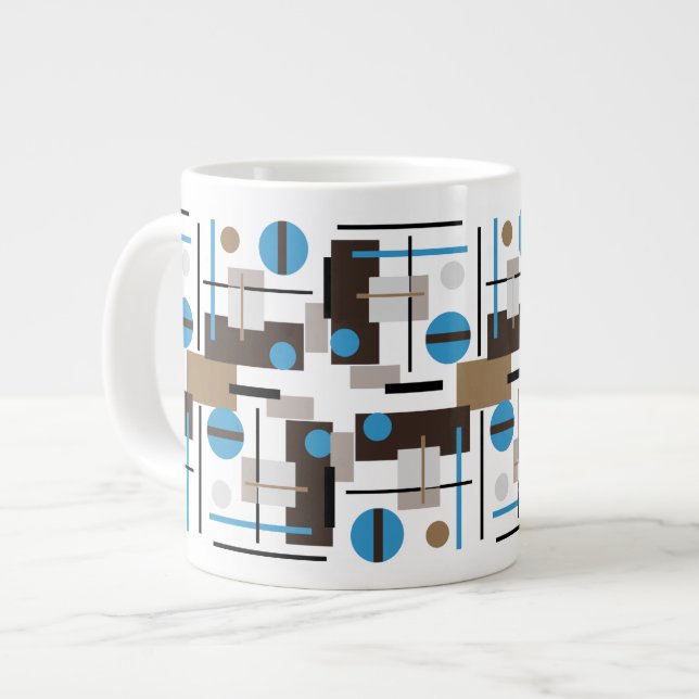 Caneca De Café Grande Estilo retrato Padrão de design abstrato (Frente Esquerda)