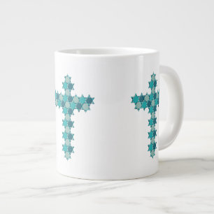 Caneca De Café Grande Estrela da Illusão Óptica Azul de David Star