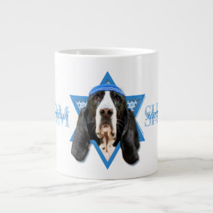 Caneca De Café Grande Estrela de Hanukkah de David - Basset Hound - Jasm