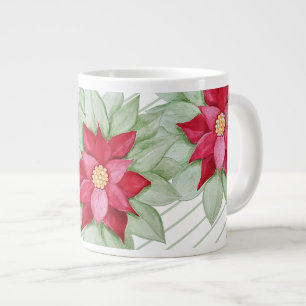 Caneca De Café Grande Estrela de Natal Poinsettia Aquarela