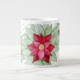 Caneca De Café Grande Estrela de Natal Poinsettia Watercolor