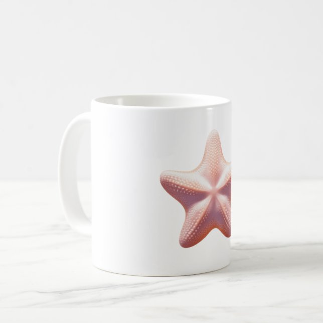 Caneca De Café Grande Estrela-do-Mar Rosa (Frente Esquerda)