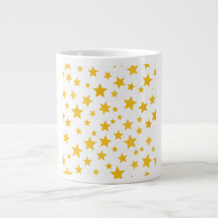 Caneca De Café Grande estrelas douradas em fundo branco