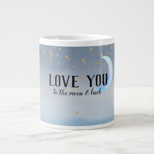 Caneca De Café Grande Estrelas Douradas Maçã Azul