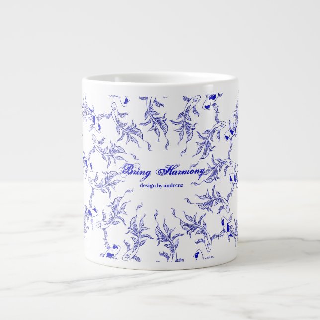Caneca De Café Grande Eternal Flow Koi Art (Frente)