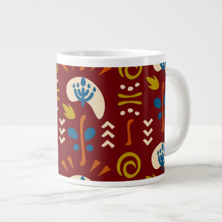 Caneca De Café Grande Ethnic Folk Floral Pattern