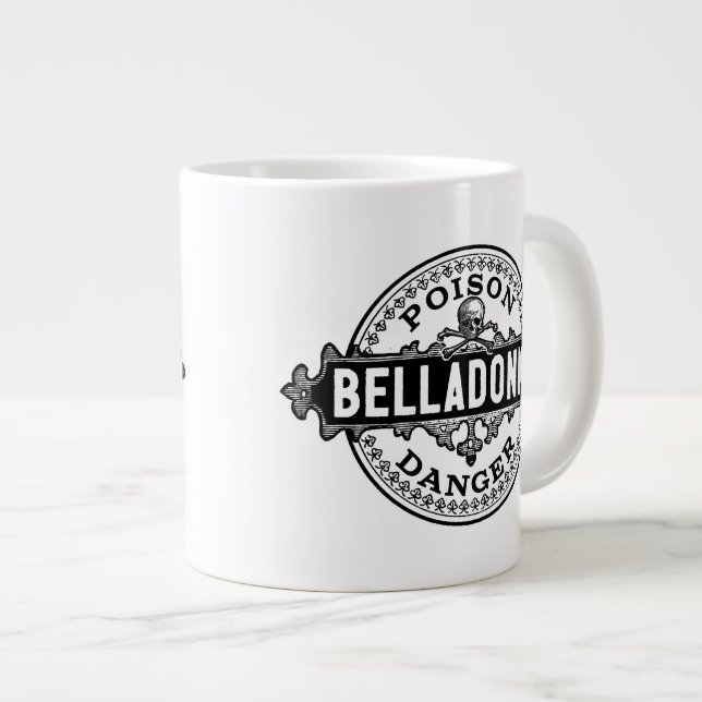 Caneca De Café Grande Etiqueta Venenosa de Estilo Belladonna (Frente Esquerda)