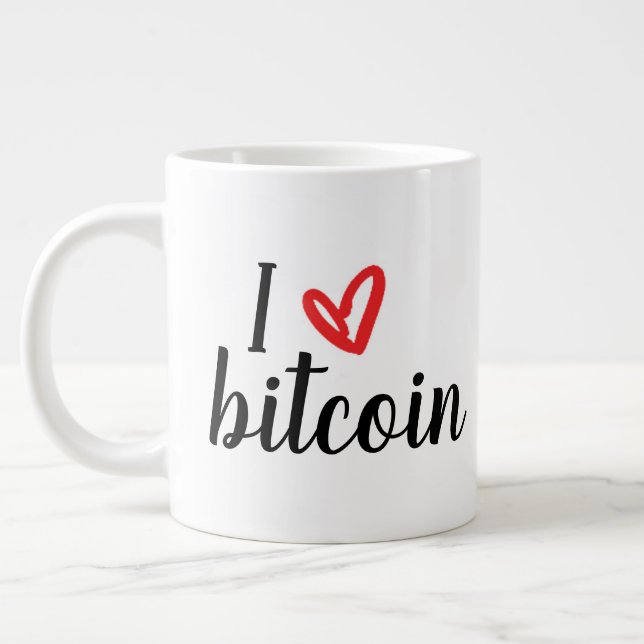 Caneca De Café Grande Eu adoro bitcoin (Esquerda)