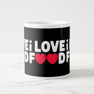 Caneca De Café Grande Eu adoro Comida Engraçado Presente de Foodie para