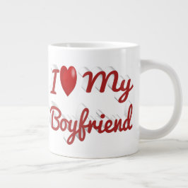 Caneca De Café Grande Eu adoro o meu texto vermelho Namorado