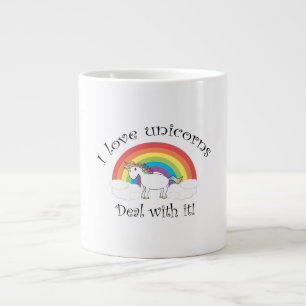 Caneca De Café Grande Eu adoro unicórnios.