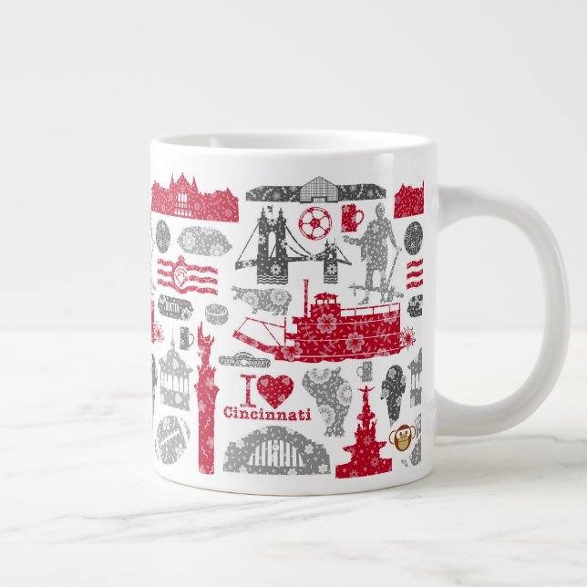 Caneca De Café Grande Eu Amo Cincinnati 20oz Cumg Cerâmica (Direita)