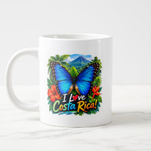 Caneca De Café Grande Eu Amo Costa Rica Blue Morpho e Tucano