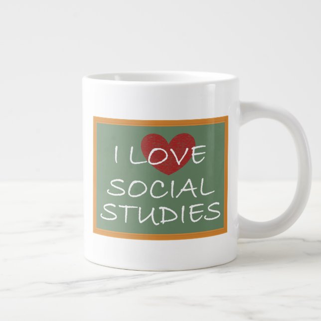 Caneca De Café Grande Eu Amo Estudos Sociais (Direita)