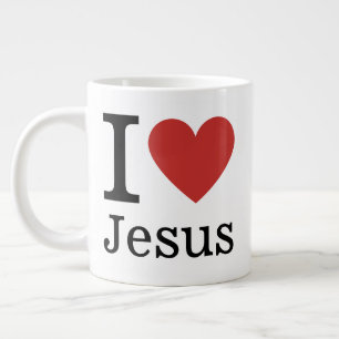 Caneca De Café Grande Eu ❤️ Amo Jesus Cumbo Mug PERSONALIZÁVEL