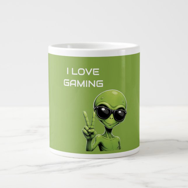 Caneca De Café Grande Eu amo jogos (Frente)