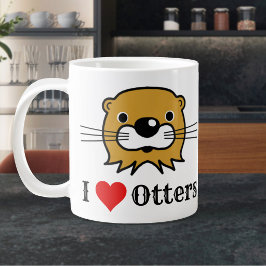 Caneca De Café Grande Eu Amo Lontras. Apreciação de Lontras