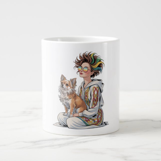 Caneca De Café Grande eu amo meu chihuahua (Frente)