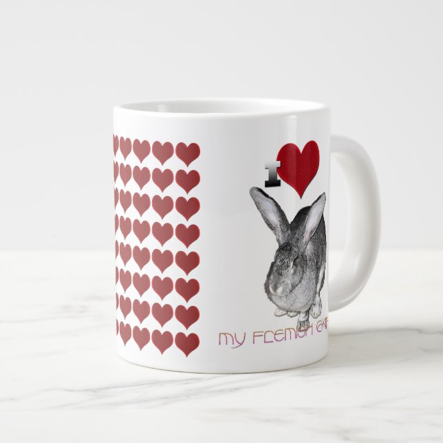 Caneca De Café Grande Eu Amo Meu Coelhinho Gigante Flamengo (Frente Esquerda)