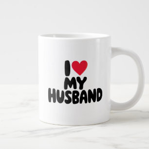 Caneca De Café Grande "Eu Amo Meu Marido - Presente Romântico de Dia de 