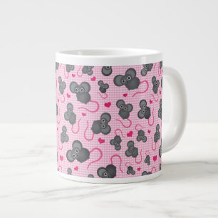 Caneca De Café Grande Eu amo meu padrão de mouse em rosa