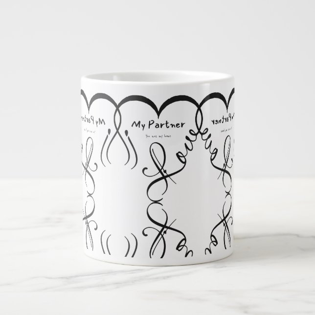 Caneca De Café Grande Eu amo meu parceiro • Você é minha casa (Frente)