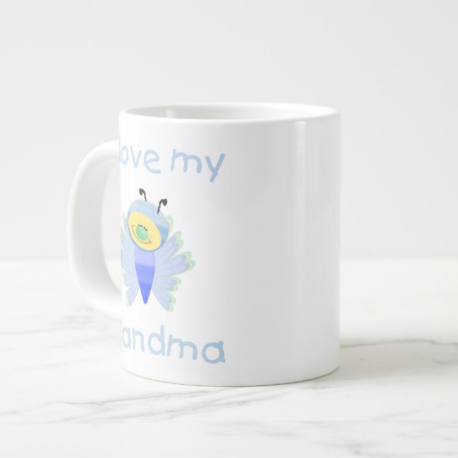 Caneca De Café Grande Eu amo minha avó (garoto flutterby) (Frente Esquerda)
