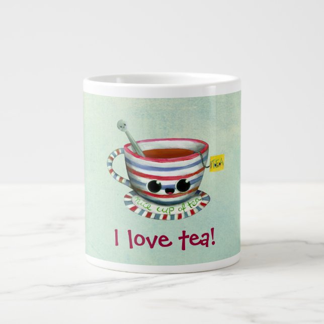 Caneca De Café Grande Eu amo o Chá (Frente)