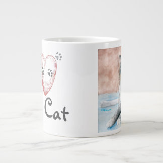 Caneca De Café Grande Eu amo o meu gato Jumbo Mug