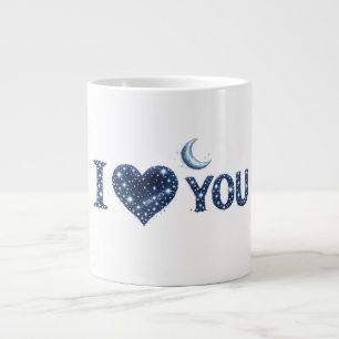 Caneca De Café Grande Eu Amo Você Celestial – Estrelas, Lua e Coração De