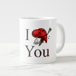 Caneca De Café Grande Eu amo você coração mortalmente ferido com flecha