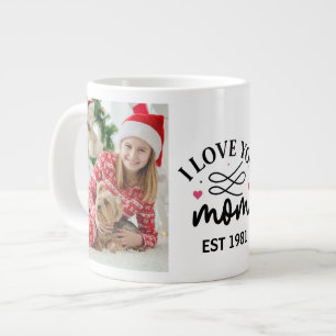 Caneca De Café Grande Eu amo você Mamãe Colagem de Fotos Elegant Scrip