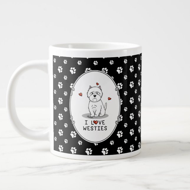 Caneca De Café Grande Eu Amo Westies - West Highland White Terriers Cujo (Esquerda)